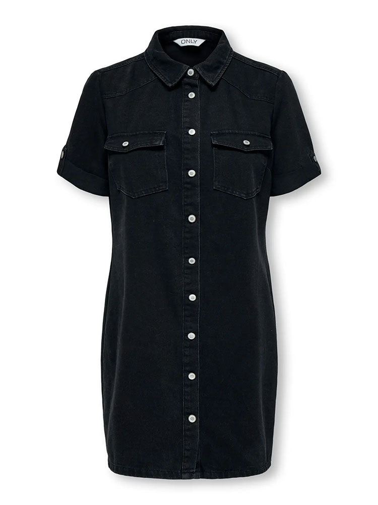 Onllisa Denim Dress-Washed Black Denim