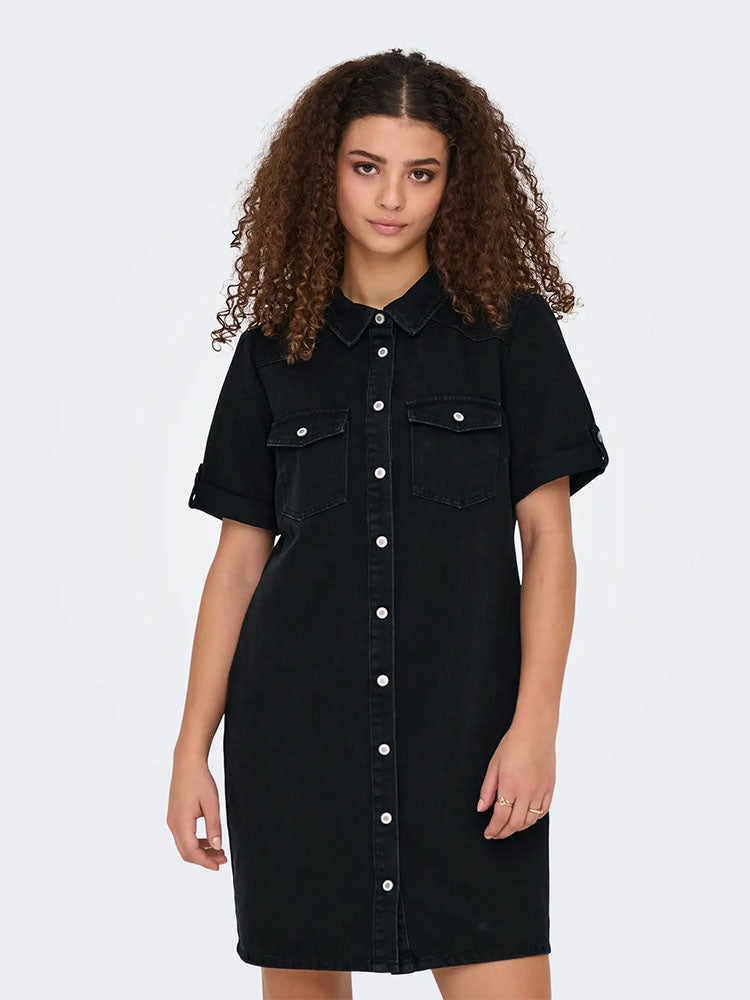 Onllisa Denim Dress-Washed Black Denim