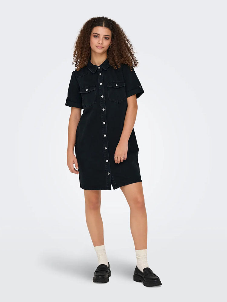 Onllisa Denim Dress-Washed Black Denim