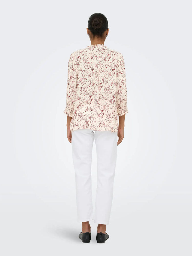 Onlraya Shirt-Cream/Wine Floral Pattern