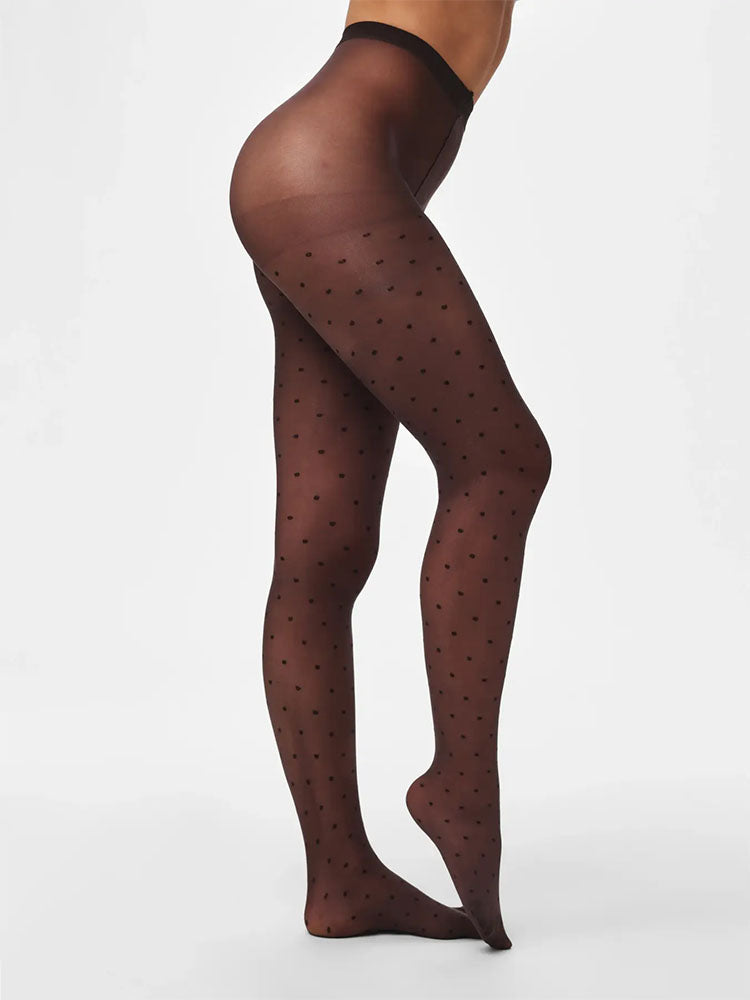 Pcnew Nikoline 20 Denier Dot Tights-Hot Fudge