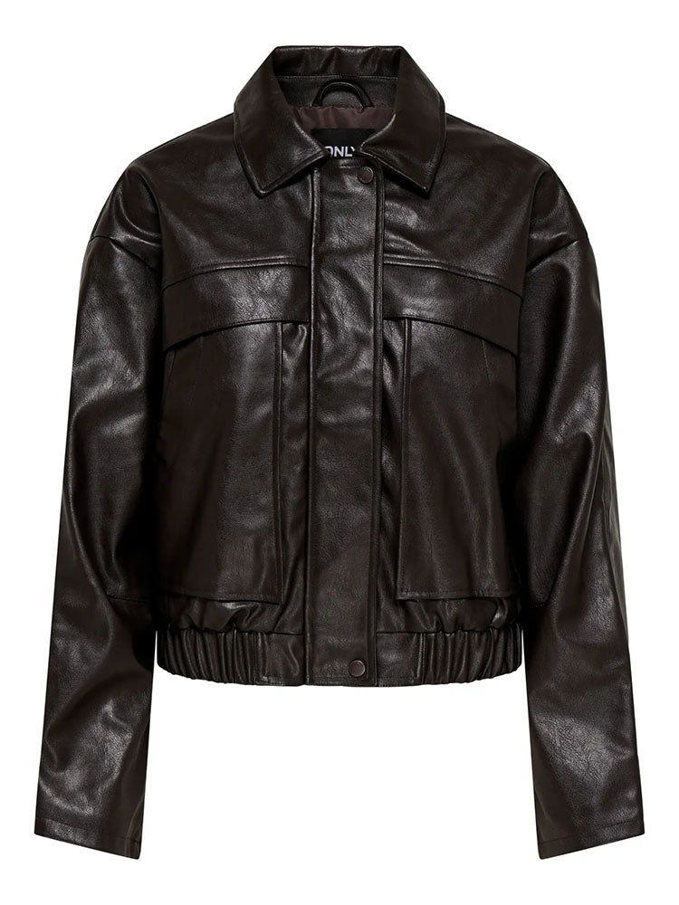 Onlmelle Faux Leather Jacket-Chocolate Torte