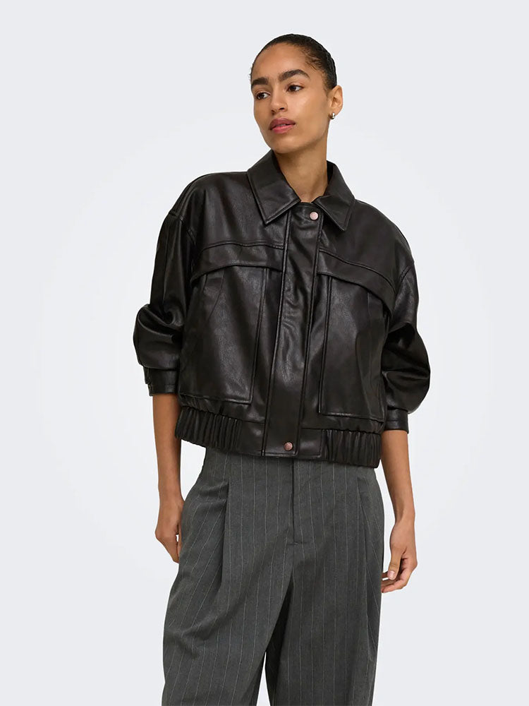 Onlmelle Faux Leather Jacket-Chocolate Torte