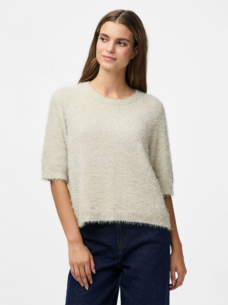 Pcmie Short Sleeve Knit Sweater-Cream