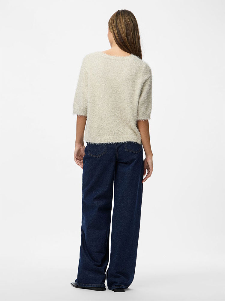 Pcmie Short Sleeve Knit Sweater-Cream