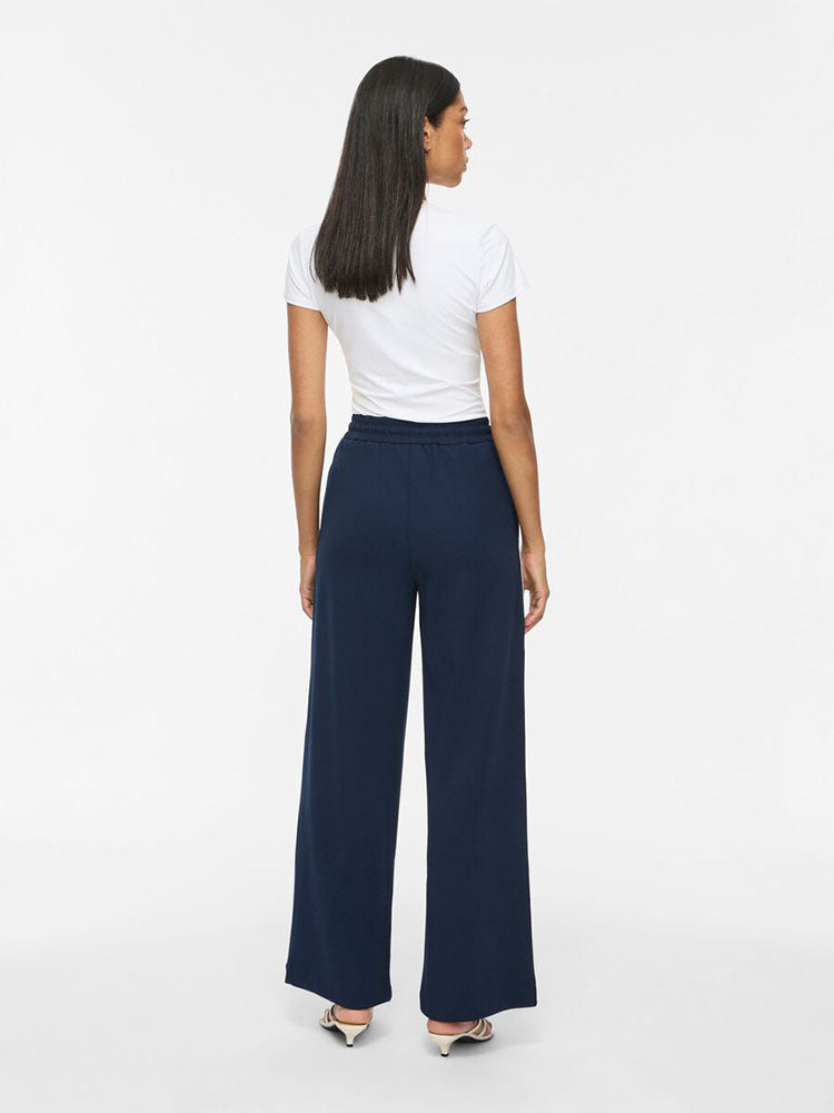 Viclua High Waist Wide Tracksuit Pants-Navy/Cream Stripe