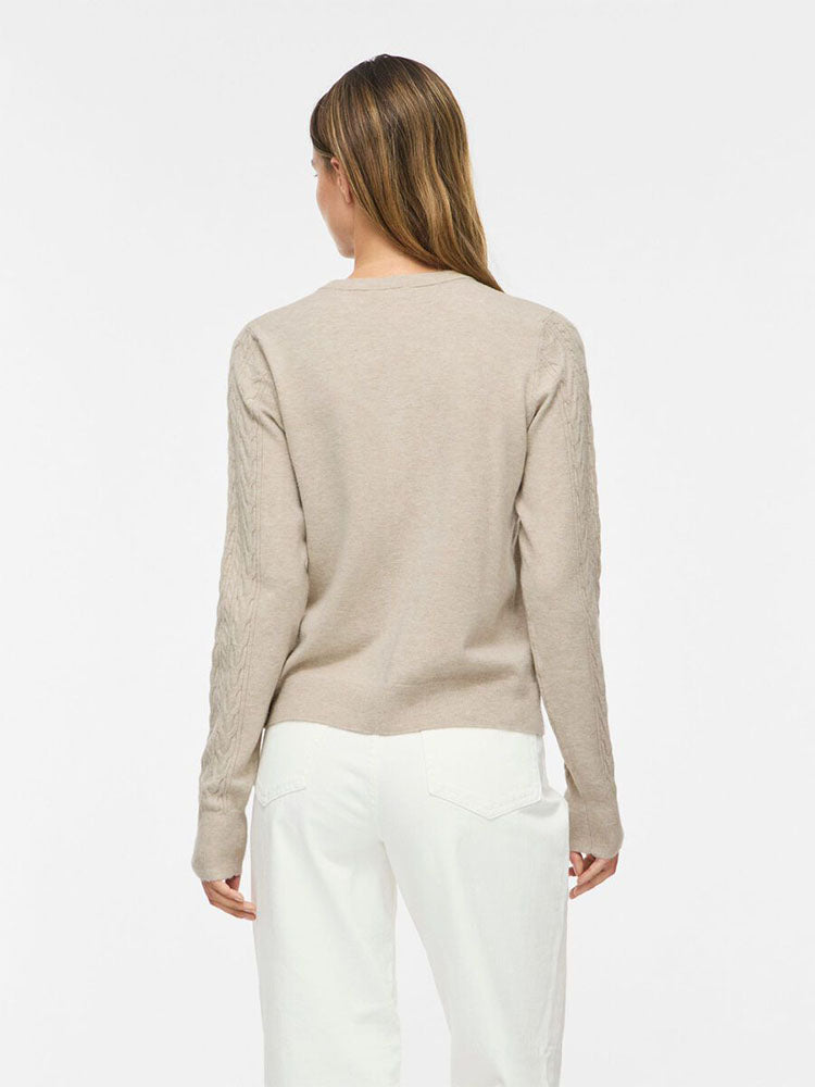 Vikerry Cable Knit Cardigan-Beige