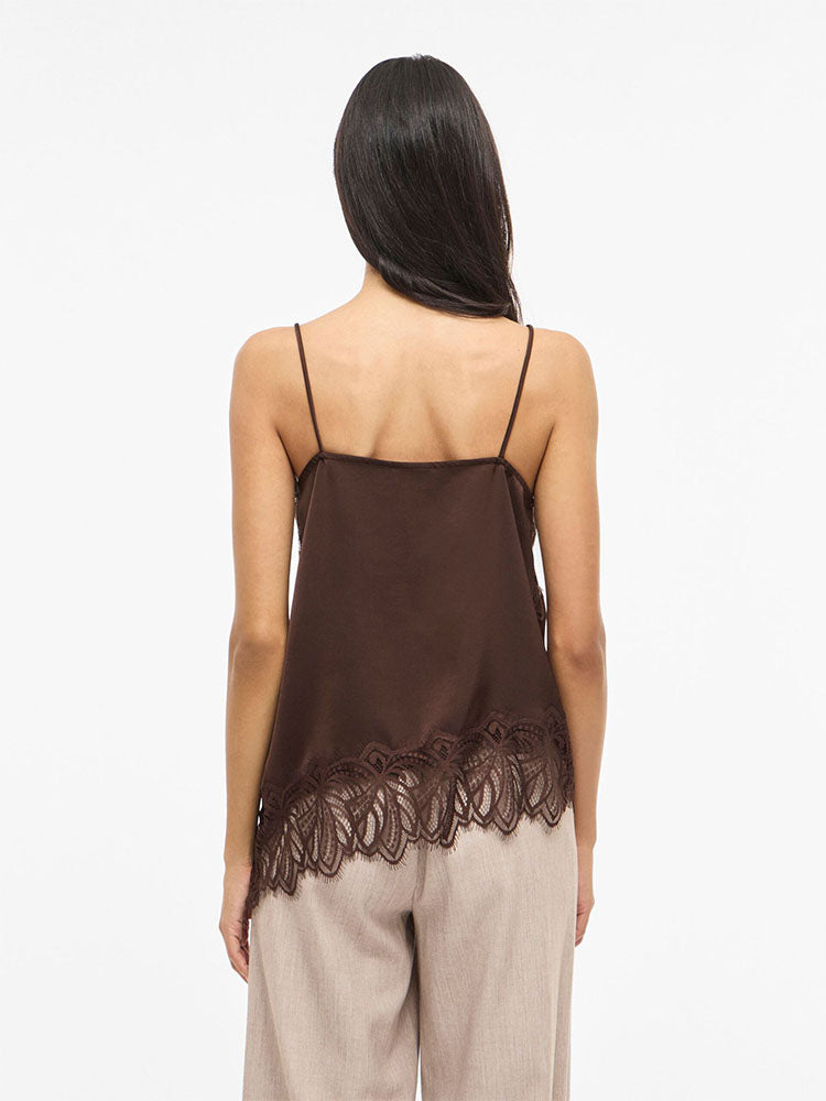 Vilea Stap Lace Top-Coffee Bean
