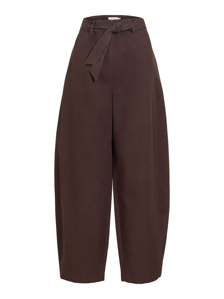 Vijemma High Waist Barrel Fit Trousers-Coffee Bean