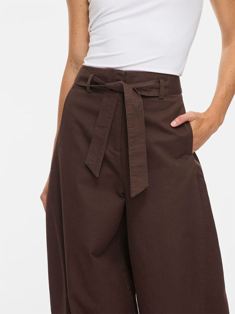 Vijemma High Waist Barrel Fit Trousers-Coffee Bean