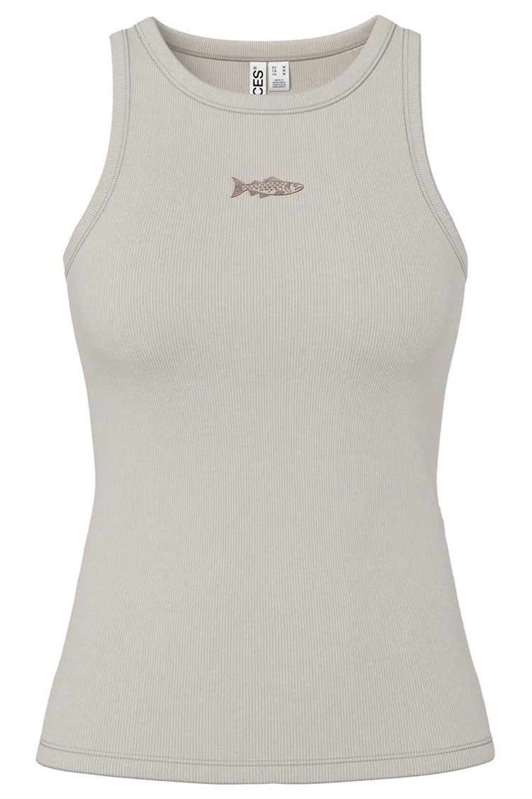 Pcmay Boxer Tank Top-Beige/ Fish Embroidery