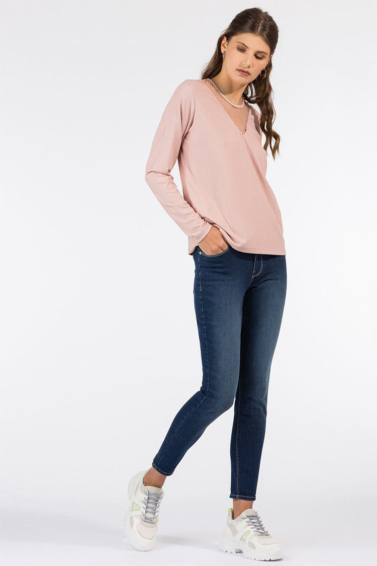 Jeans LAUREN_194-Dark Blue Denim Skinny Jeans