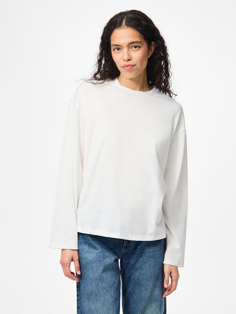 Pcsadie Long Sleeved Top-White