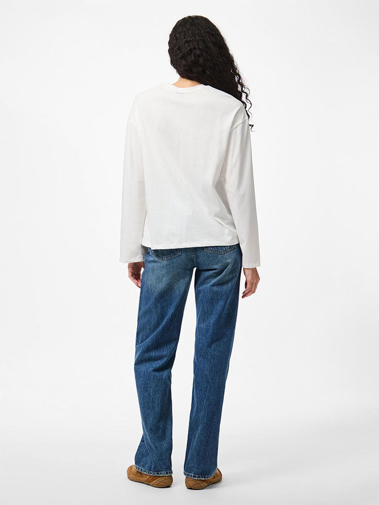 Pcsadie Long Sleeved Top-White