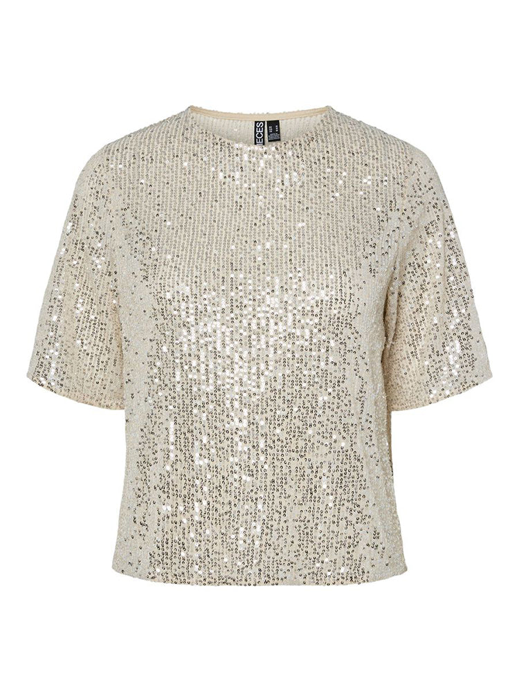 Pcjack Sequin Top-Cream
