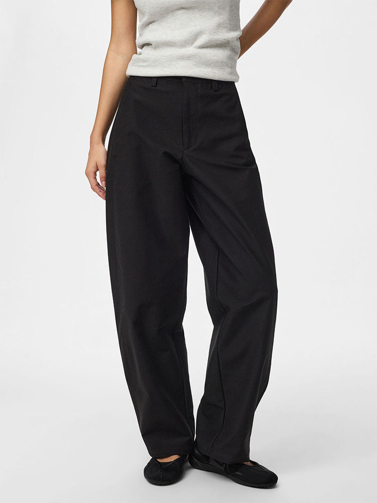 Pcrikke High Waist Barrel Trousers-Black