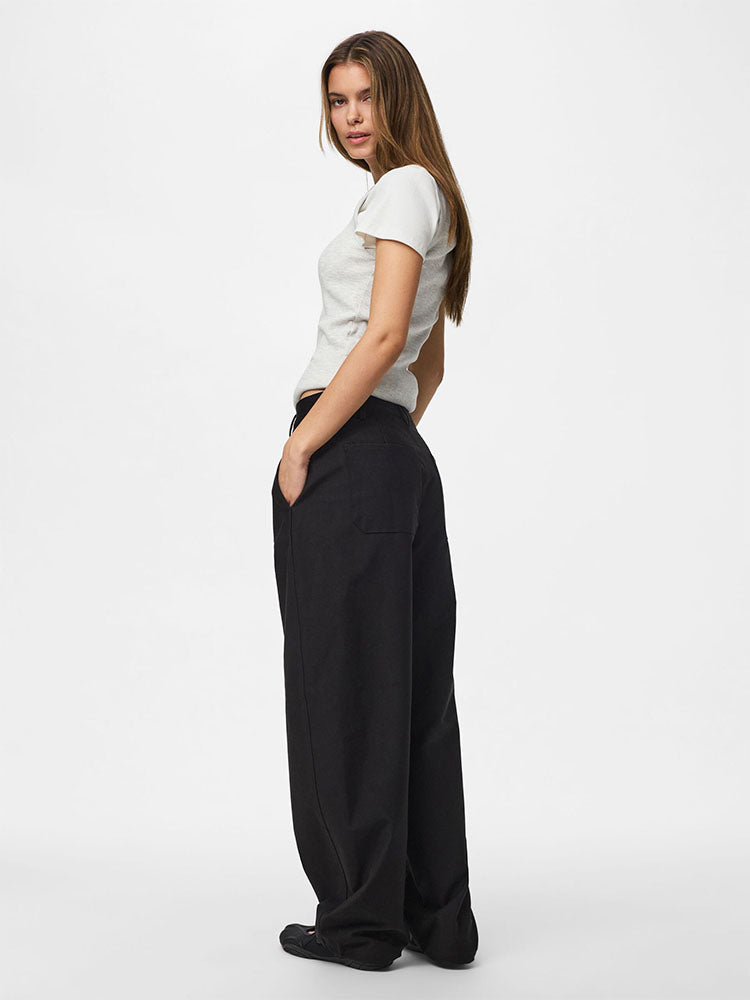Pcrikke High Waist Barrel Trousers-Black