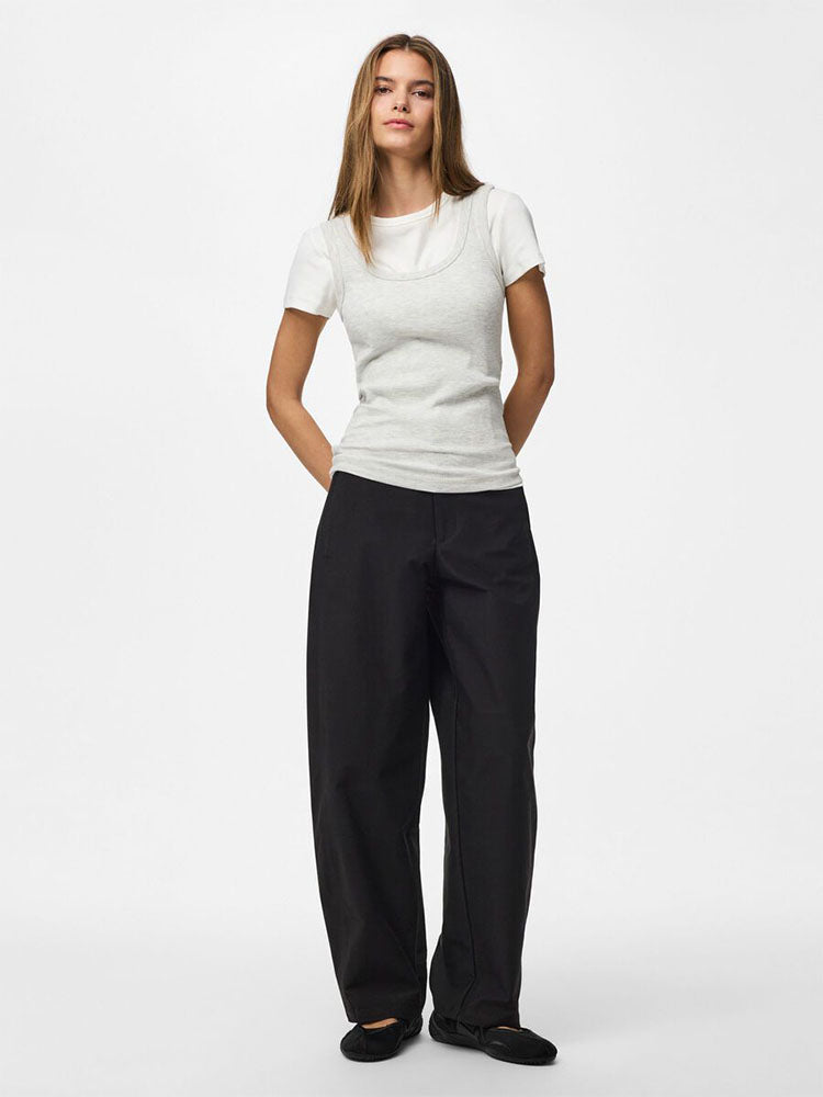 Pcrikke High Waist Barrel Trousers-Black