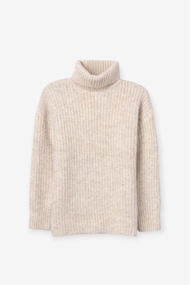 Midnight Knit Roll Neck Sweater-Cream