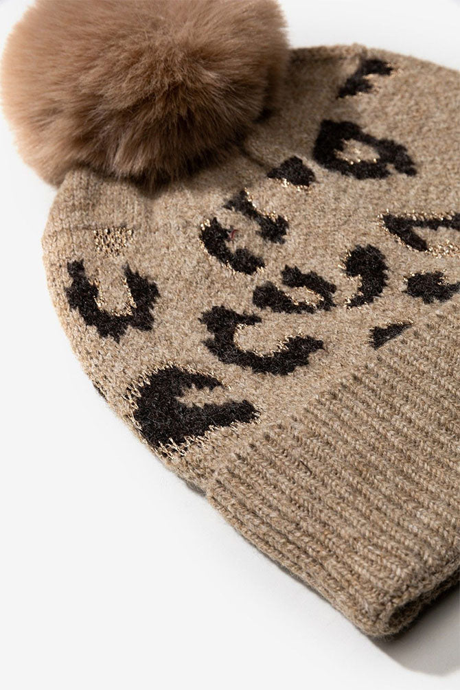 Giselle Leopard Print Beanie Hat