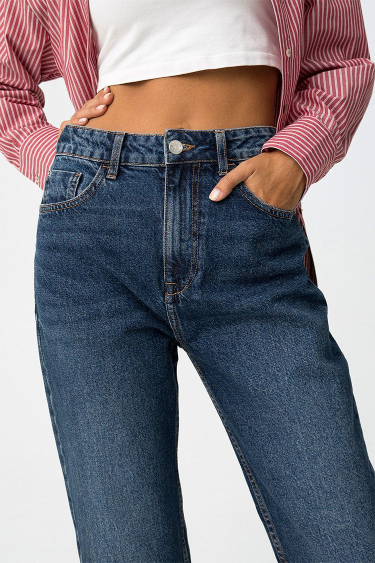 MOM_130- Dark Blue Denim Mom Jeans