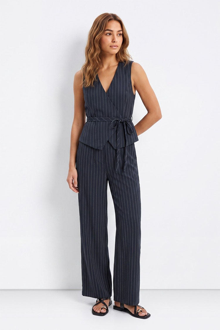 Celo C Waistcoat-Navy/Cream Stripe