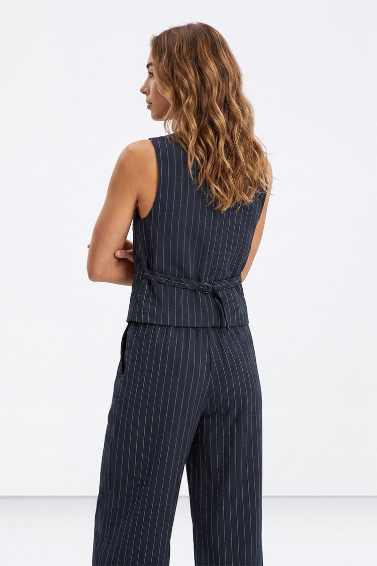Celo C Waistcoat-Navy/Cream Stripe