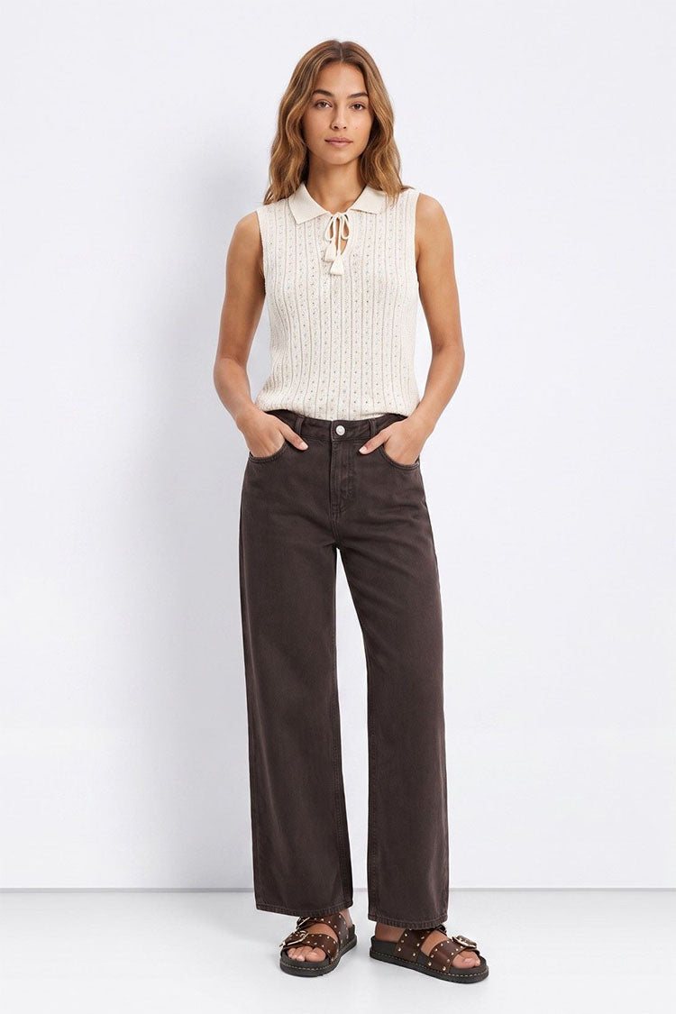 Celine_18 Wide Leg Jeans-Brown