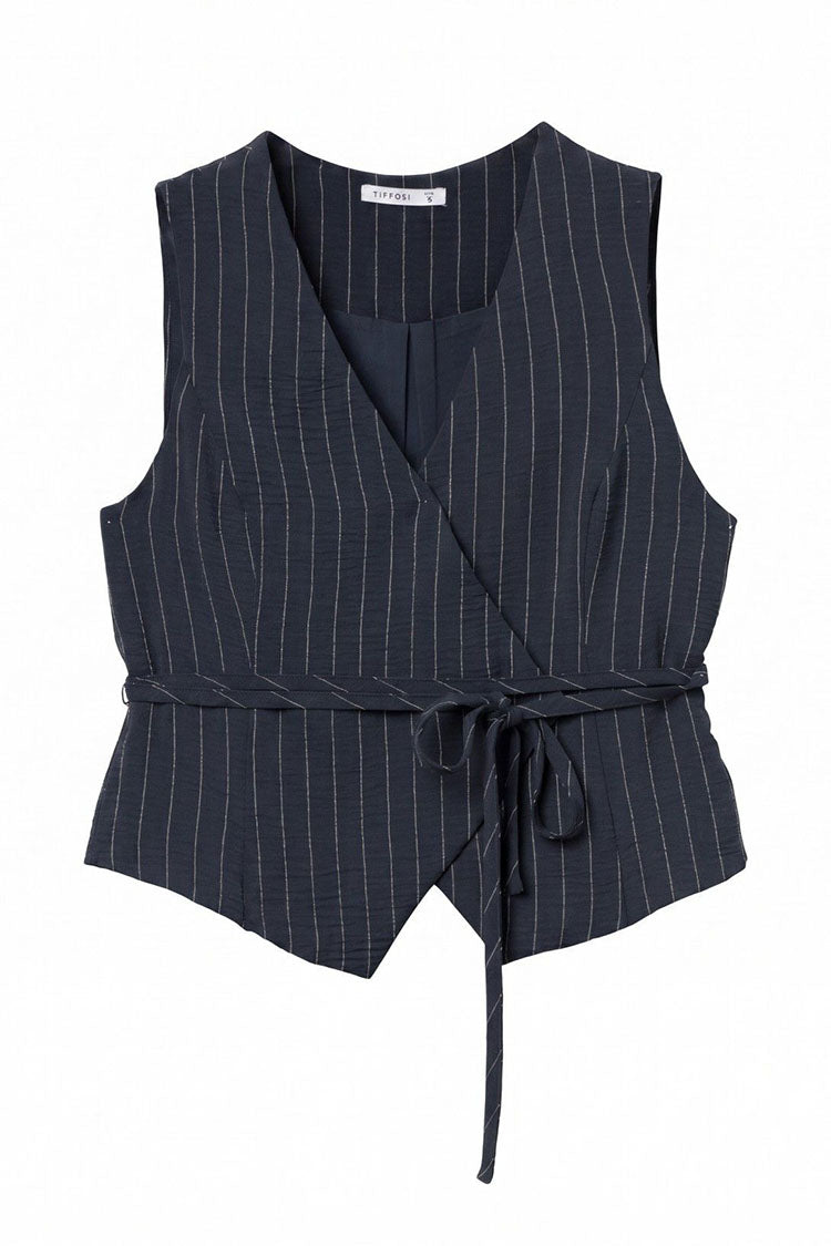Celo C Waistcoat-Navy/Cream Stripe