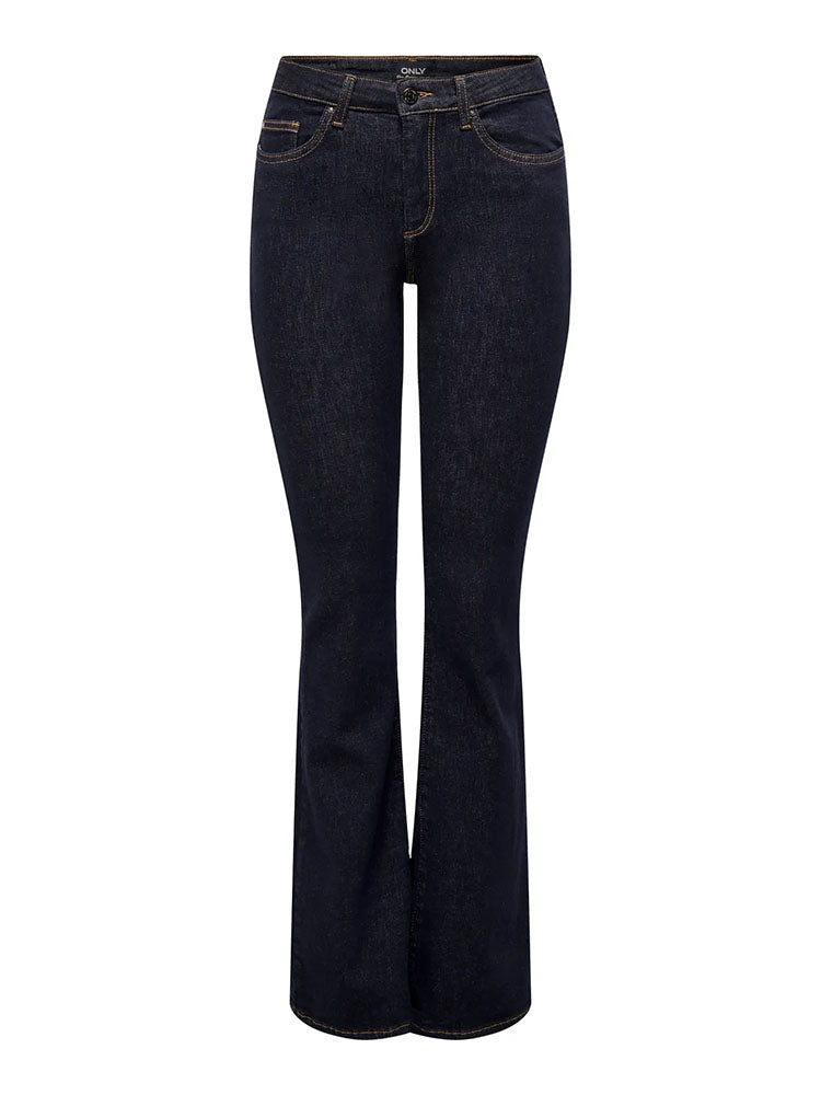 Onlblush Mid Waist Flared Stayblue Jeans-Dark Blue Denim