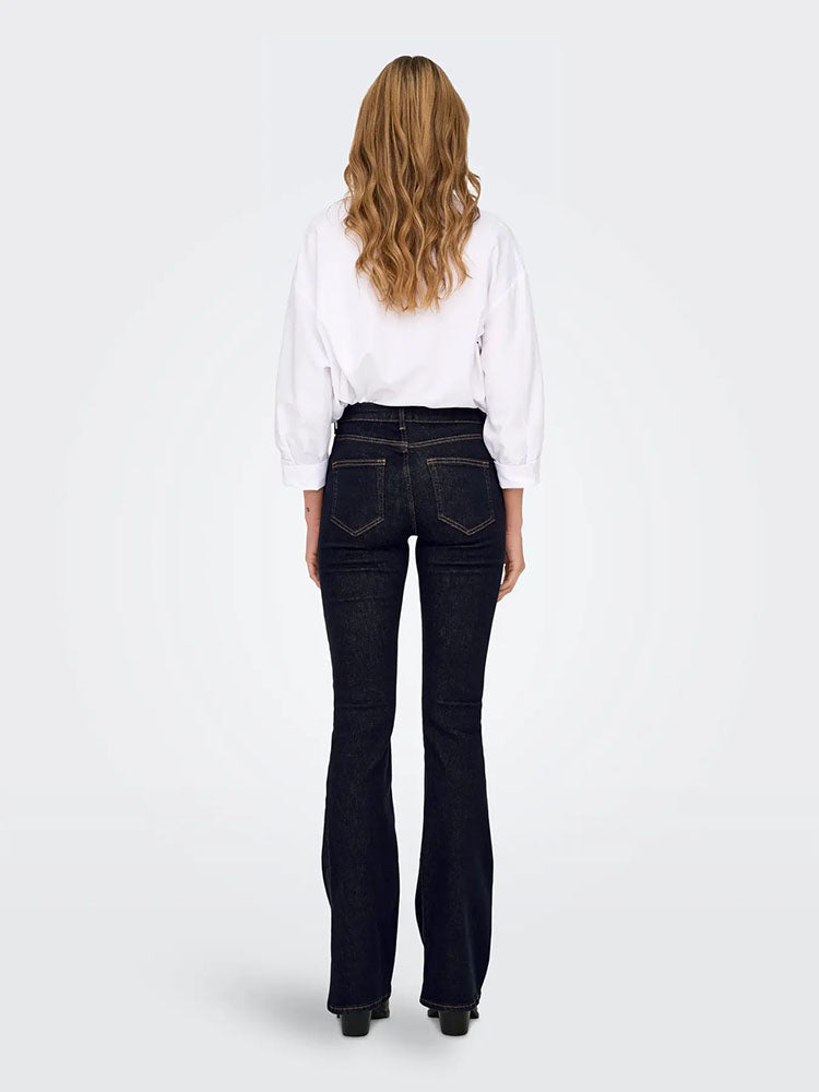 Onlblush Mid Waist Flared Stayblue Jeans-Dark Blue Denim