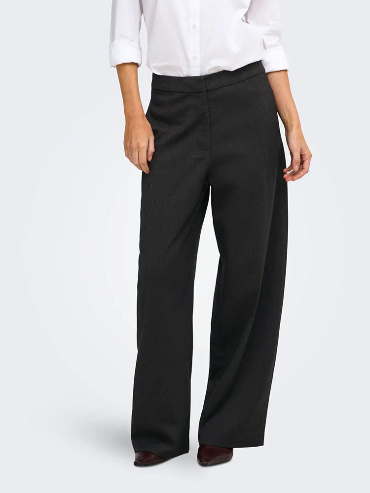 Jdykatalina High Waist Barrel Trousers-Black/Grey Herringbone