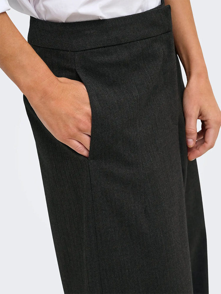 Jdykatalina High Waist Barrel Trousers-Black/Grey Herringbone