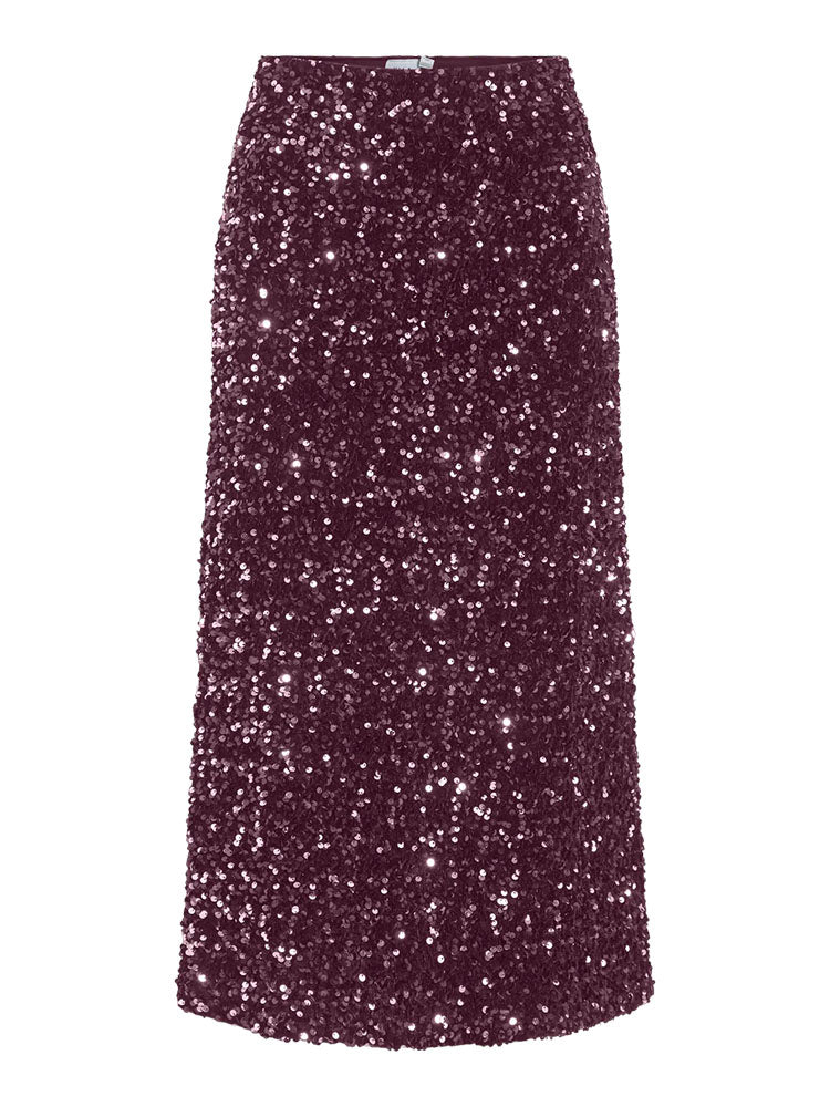 Vifaith High Waist Midi Sequin Skirt -Fig