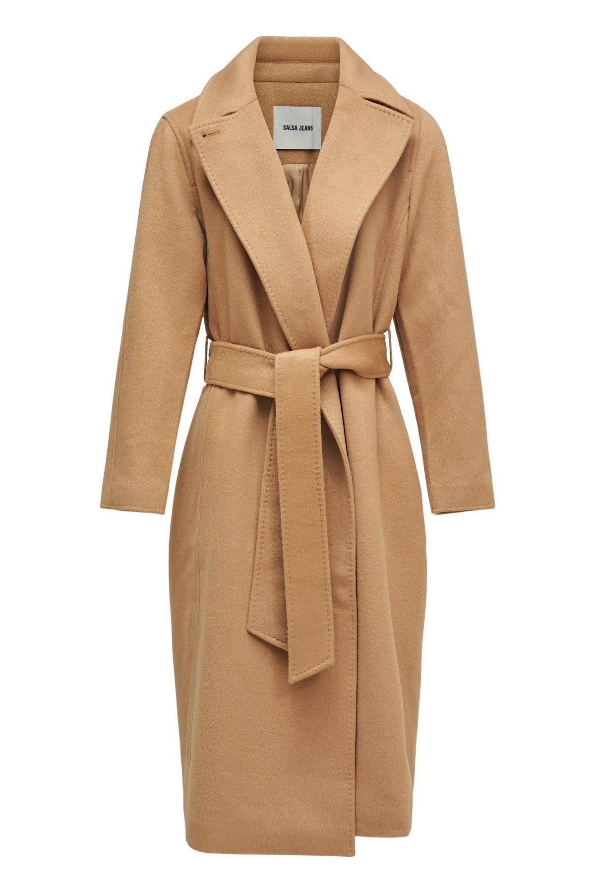 Salsa Long Wool Blend Coat-Tan