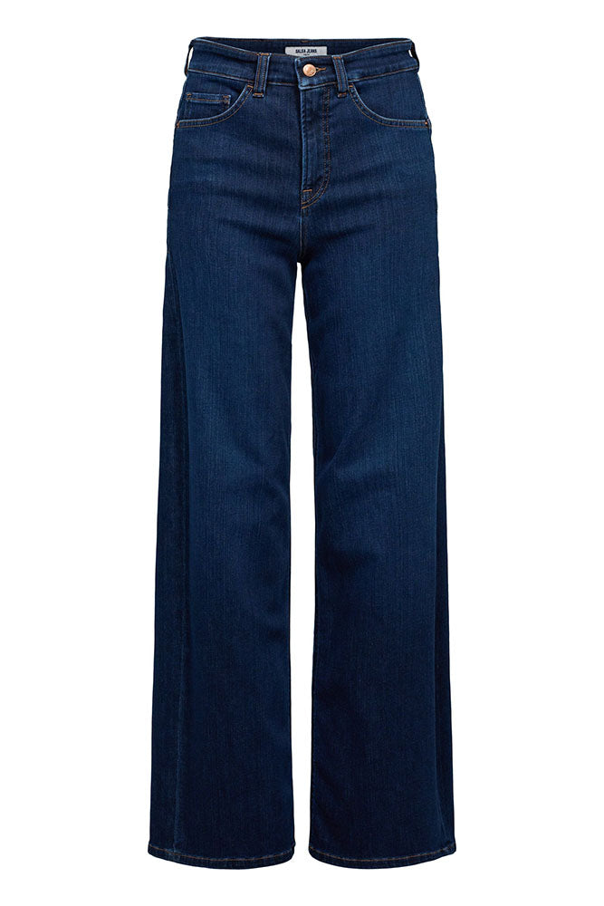 Faith Push In Wide Perfect Shape Jeans-Dark Blue Denim