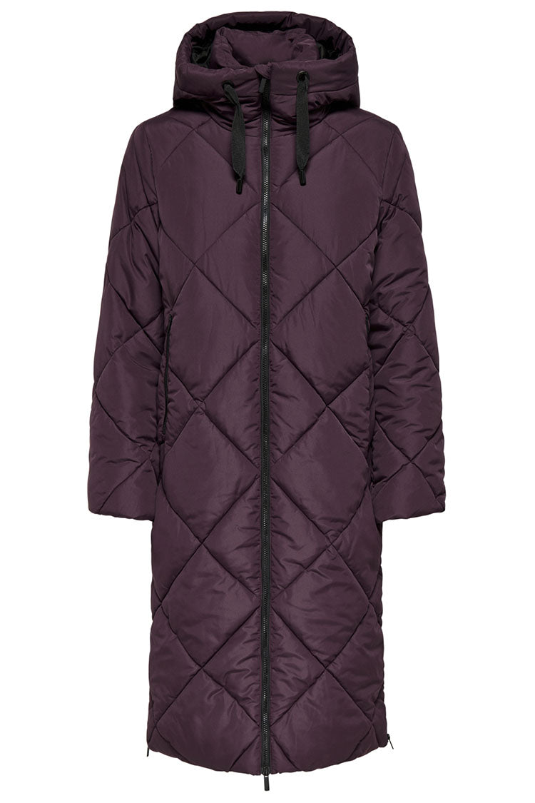 Onlmaggi Long Hooded Puffer Jacket-Wine