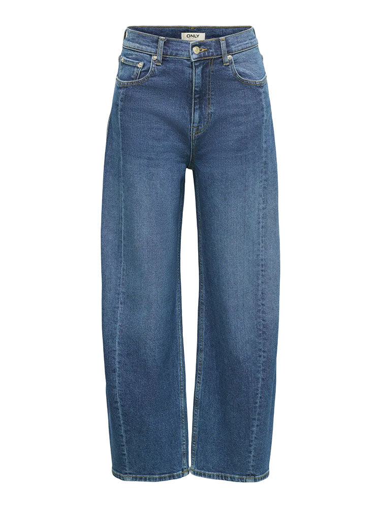 Onljessica High Waist Barrel Ankle Jeans-Medium Blue Denim