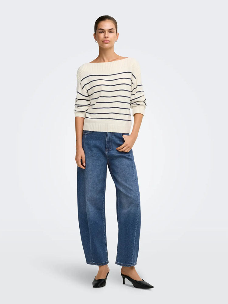 Onljessica High Waist Barrel Ankle Jeans-Medium Blue Denim