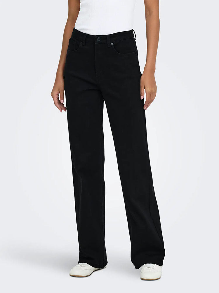 Onljuicy High Waist Wide Leg Black Denim Jeans