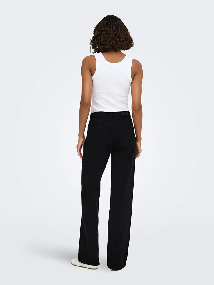 Onljuicy High Waist Wide Leg Black Denim Jeans