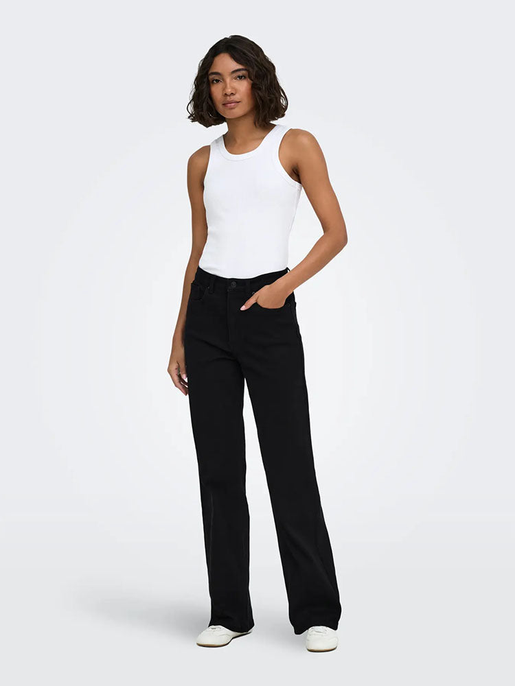 Onljuicy High Waist Wide Leg Black Denim Jeans