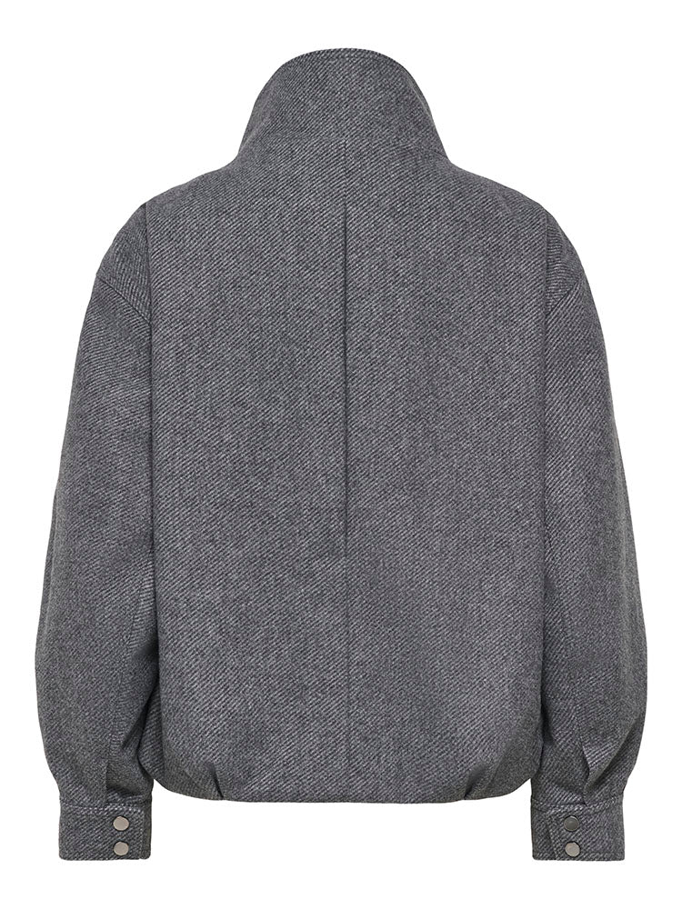 Onlasta High Collar Bomber Jacket-Grey