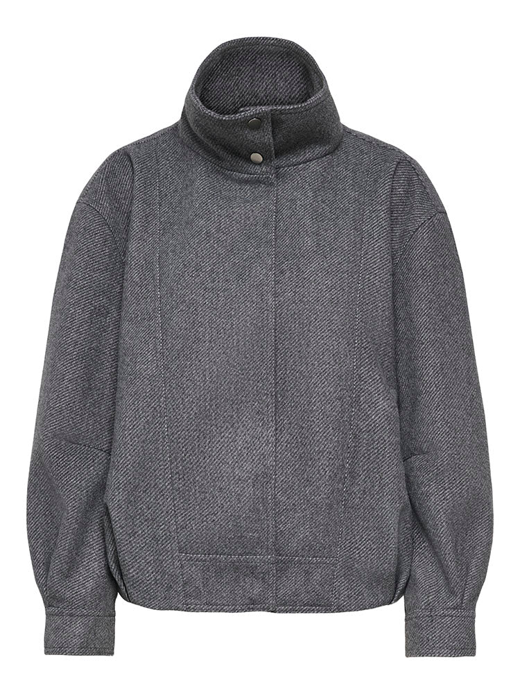 Onlasta High Collar Bomber Jacket-Grey