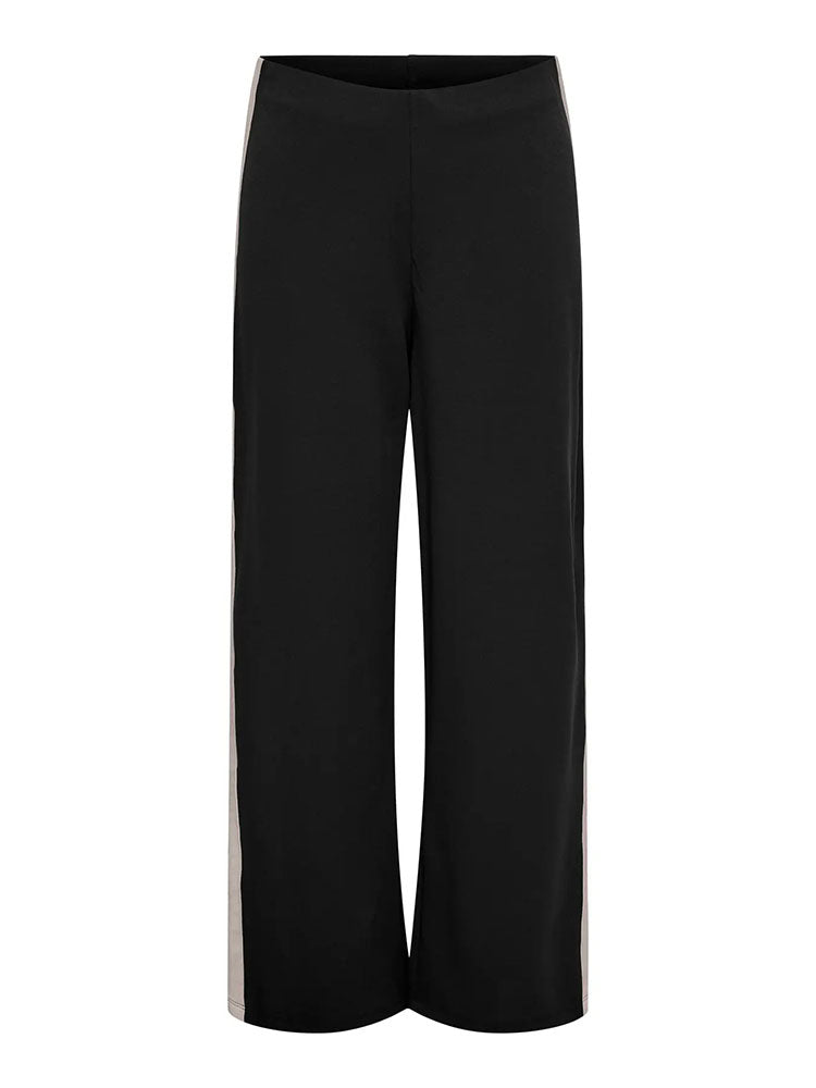 Jdygeggo Black Wide Leg Joggers with Grey Stripe