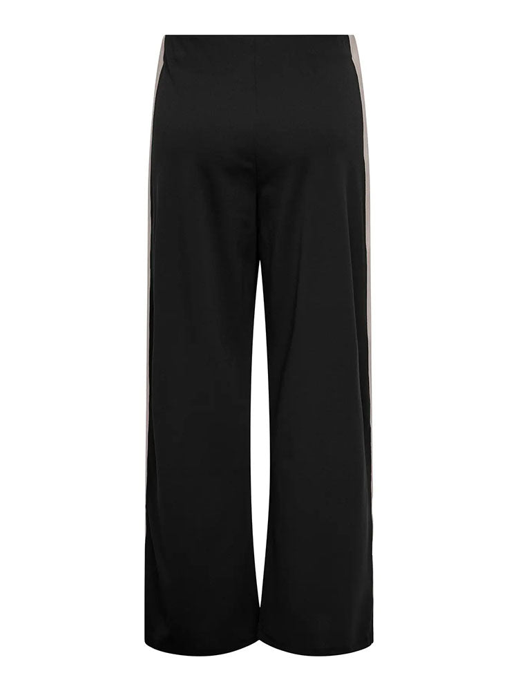 Jdygeggo Black Wide Leg Joggers with Grey Stripe