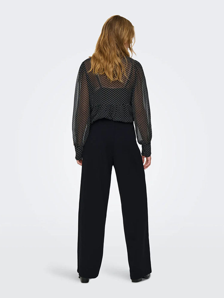 Onlbremin-Yo Mid Waist Wide Trousers-Black