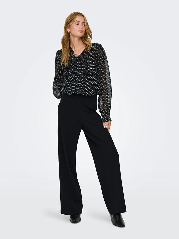 Onlbremin-Yo Mid Waist Wide Trousers-Black