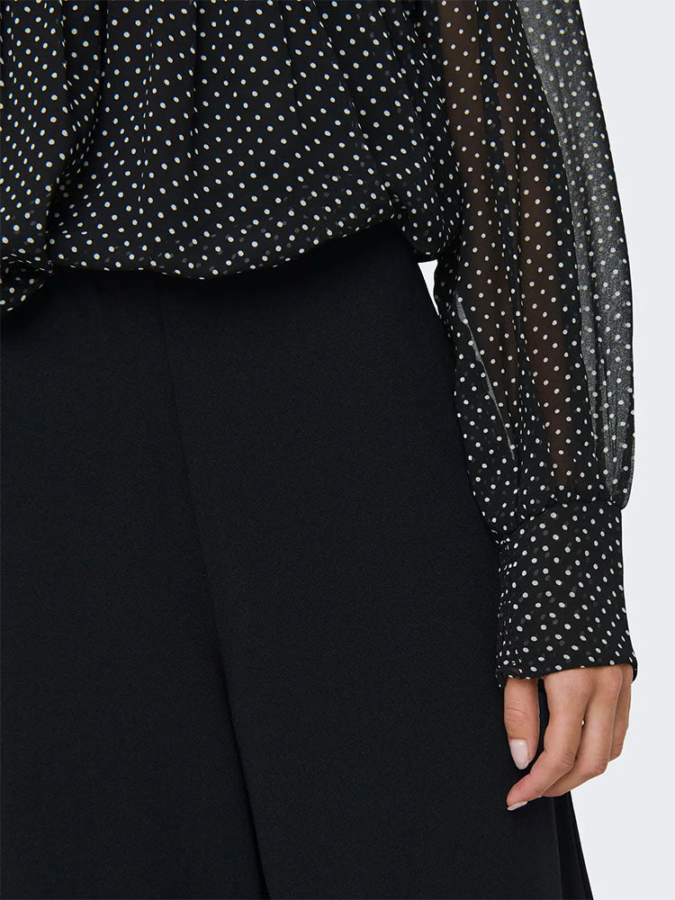 Onlbremin-Yo Mid Waist Wide Trousers-Black