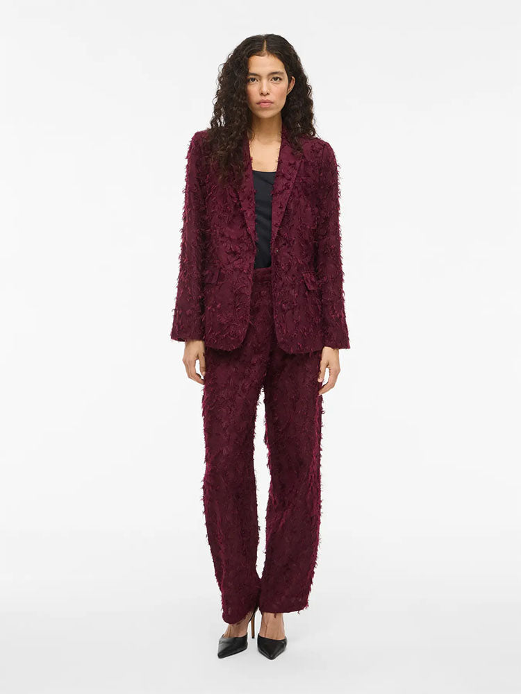 Viwagne High Waist Tailored Trousers- Burgundy
